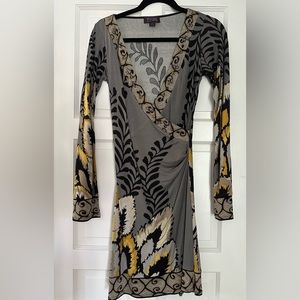 Designer, luxury, runway style- 100% Silk Hale Bob Stunning Midi Dress XS- NEW
